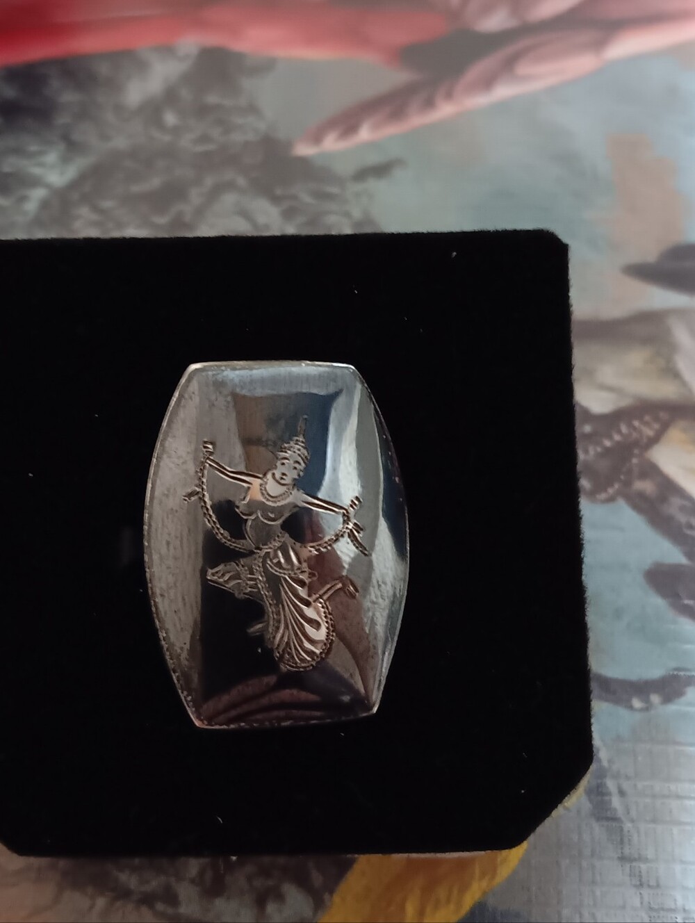 Sterling Siam Dancer Motif Statement Ring